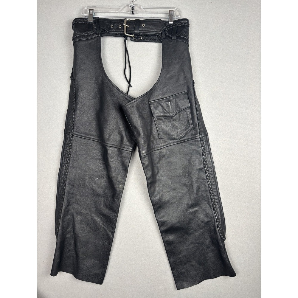 MOB Classic X4 Leather Chaps Womens Medium Biker Motorcycle YKK Zip Collection